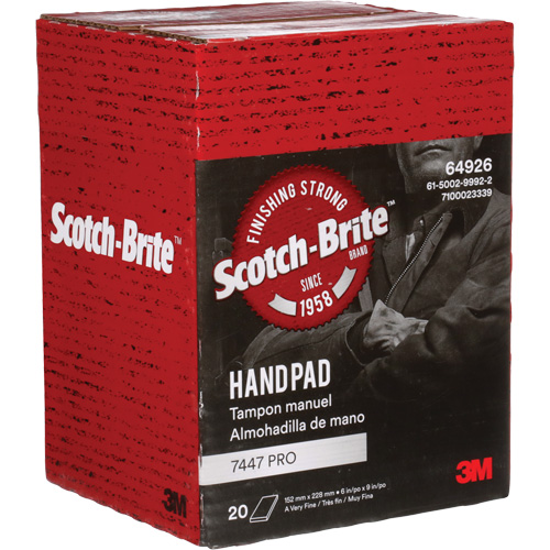 Tampons manuels Scotch-Brite 7447, Oxyde d'aluminium, 9" x 6", Grain Tr&egrave;s fin Air Extreme Inc.