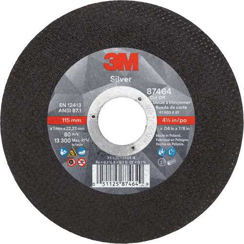 Meule &agrave; tronçonner Silver, 4-1/2" x 0,04", Arbre de 7/8", Type 1, C&eacute;ramique, 13 300 Tr/min Air Extreme Inc.