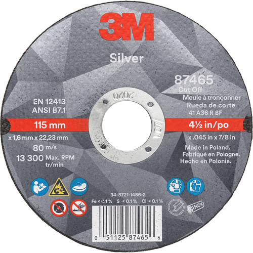 Meule &agrave; tronçonner Silver, 4-1/2" x 0,045", Arbre de 7/8", Type 1, C&eacute;ramique, 13 300 Tr/min Air Extreme Inc.