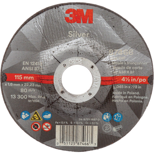 Meule &agrave; tronçonner Silver, 4-1/2" x 0,045", Arbre de 7/8", Type 27, C&eacute;ramique, 13 300 Tr/min Air Extreme Inc.