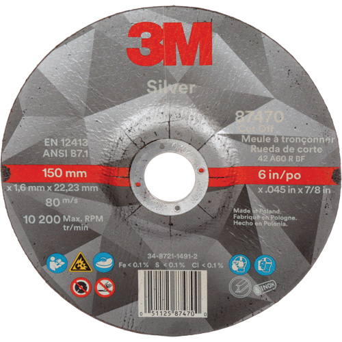 Meule &agrave; tronçonner Silver, 6" x 0,045", Arbre de 7/8", Type 27, C&eacute;ramique, 10 200 Tr/min Air Extreme Inc.