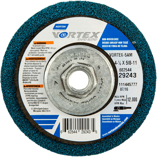 Vortex Rapid Blend Non-Woven Depressed Center Abrasive Disc, 4-1/2" Dia., 100-120 Grit, Aluminum Oxide Air Extreme Inc.