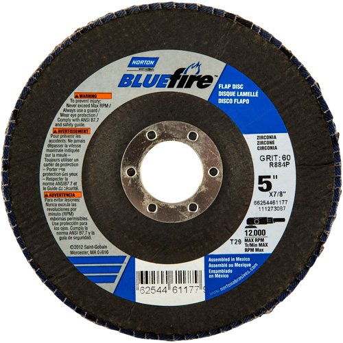 BlueFire Flap Disc, 5" x 7/8", Type 29, 36 Grit, Zirconia Alumina Air Extreme Inc.