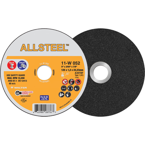 AllSteel Cut-Off Wheel, 5" x 3/64", 7/8" Arbor, Type 1, Aluminum Oxide, 12250 RPM Air Extreme Inc.