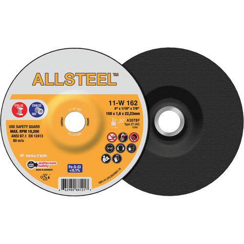 AllSteel Cut-Off Wheel, 6" x 1/16", 7/8" Arbor, Type 27, Aluminum Oxide, 10200 RPM Air Extreme Inc.