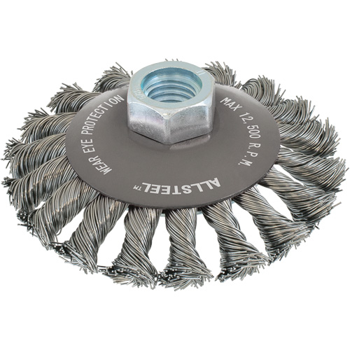 Brosse m&eacute;tallique AllSteel, Dia. 5", Fils 0,02", Arbre 5/8"-11, Acier Air Extreme Inc.