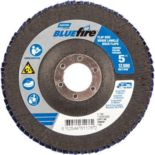 Bluefire Flap Disc, 5" x 7/8", Type 29, 40 Grit, Zirconia Alumina Air Extreme Inc.