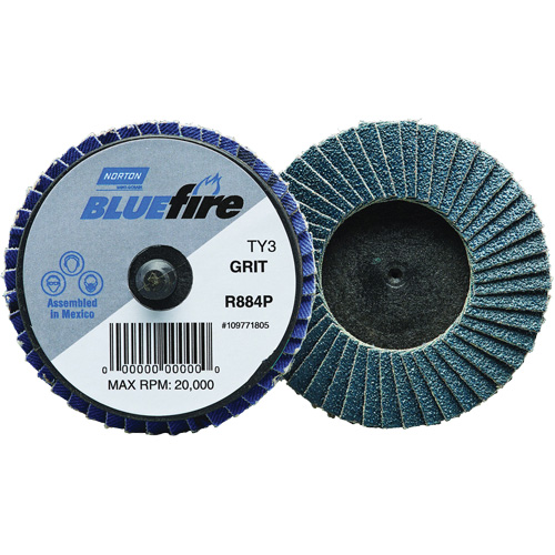 BlueFire&reg; R884P Plastic Flat Mini Flap Disc, 2" x Type 27, P60 Grit, Zirconia Alumina Air Extreme Inc.