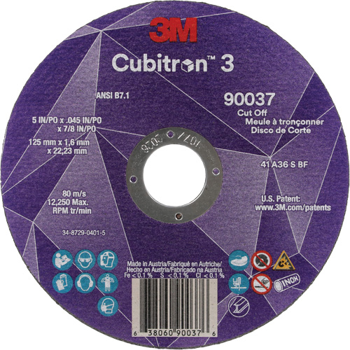 Meule &agrave; tronçonner Cubitron 3, 5" x 0,045", Arbre de 7/8", Type 1, C&eacute;ramique, 12250 Tr/min Air Extreme Inc.