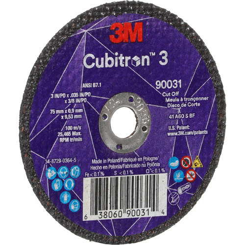 Cubitron 3 Cut-Off Wheel, 3" x 0.035", 3/8" Arbor, Type T1, Ceramic, 21000 RPM Air Extreme Inc.