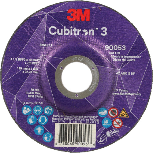 Cubitron 3 Cut-Off Wheel, 4-1/2" x 0.04", 7/8" Arbor, Type T27, Ceramic, 13300 RPM Air Extreme Inc.