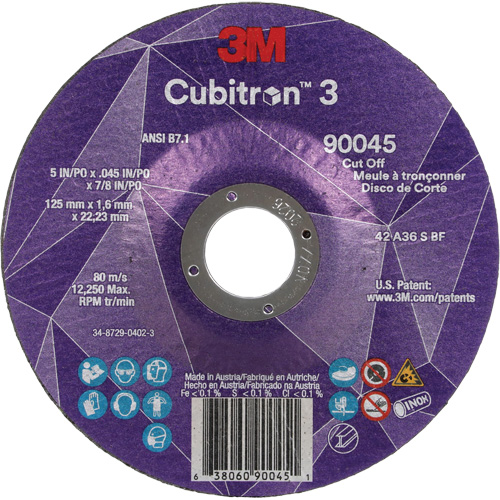 Meule &agrave; tronçonner Cubitron 3, 5" x 0,045", Arbre de 7/8", Type T27, C&eacute;ramique, 12250 Tr/min Air Extreme Inc.