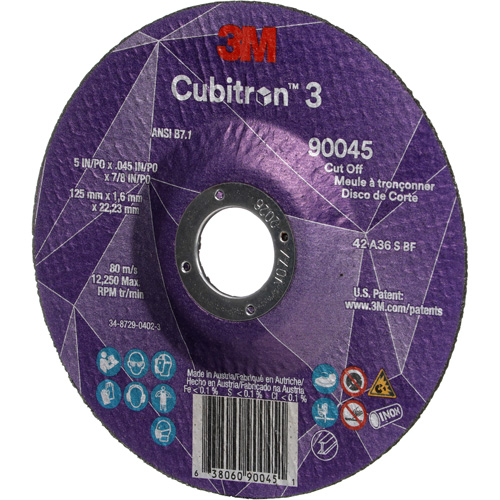 Meule &agrave; tronçonner Cubitron 3, 5" x 0,045", Arbre de 7/8", Type T27, C&eacute;ramique, 12250 Tr/min Air Extreme Inc.