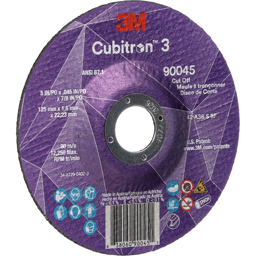 Meule &agrave; tronçonner Cubitron 3, 5" x 0,045", Arbre de 7/8", Type T27, C&eacute;ramique, 12250 Tr/min Air Extreme Inc.