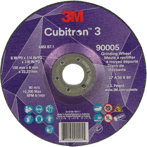 Meule a moyeu d&eacute;port&eacute; Cubitron 3, 6" x 1/4", Arbre 7/8", C&eacute;ramique, Type T27 Air Extreme Inc.