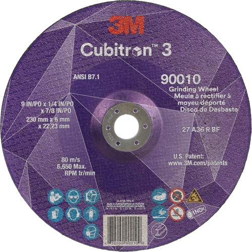 Meule a moyeu d&eacute;port&eacute; Cubitron 3, 9" x 1/4", Arbre 7/8", C&eacute;ramique, Type T27 Air Extreme Inc.