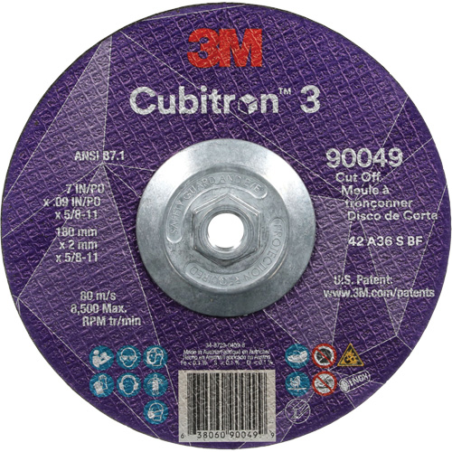 Cubitron 3 Cut-Off Wheel, 7" x 0.09", 5/8"-11 Arbor, Type T27, Ceramic, 8500 RPM Air Extreme Inc.