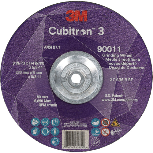 Cubitron 3 Depressed Centre Grinding Wheel, 9" x 0.25", 5/8"-11 Arbor, Ceramic, Type T27 Air Extreme Inc.