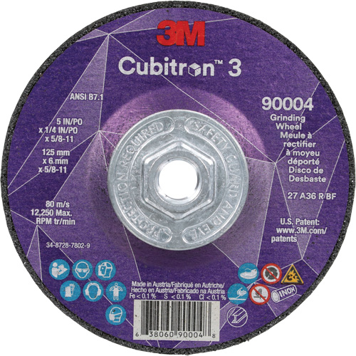 Cubitron 3 meule a moyeu d&eacute;port&eacute;, 5" x 0,25", Arbre 5/8"-11, C&eacute;ramique, Type T27 Air Extreme Inc.