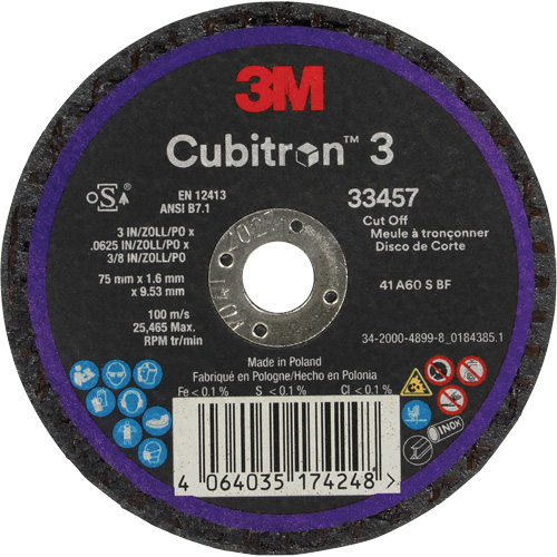 Cubitron 3 Cut-Off Wheel, 3" x 0.063", 3/8" Arbor, Ceramic Air Extreme Inc.