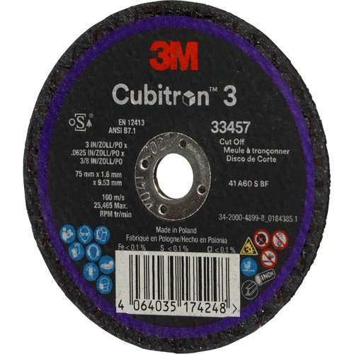 Cubitron 3 Cut-Off Wheel, 3" x 0.063", 3/8" Arbor, Ceramic Air Extreme Inc.