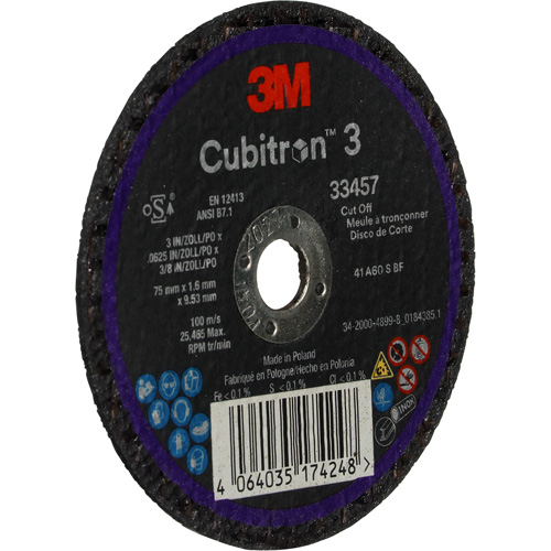 Cubitron 3 Cut-Off Wheel, 3" x 0.063", 3/8" Arbor, Ceramic Air Extreme Inc.