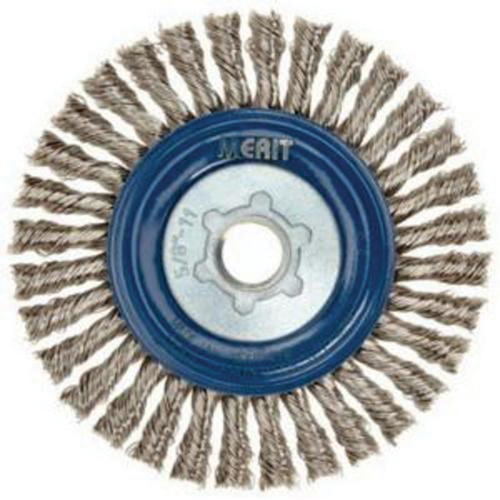 Brosse &agrave; fils nou&eacute;s pour cordons de soudure pour meuleuse angulaire, Dia. 5", Fils 0,02", Arbre 5/8"-11, Acier inoxydable Air Extreme Inc.