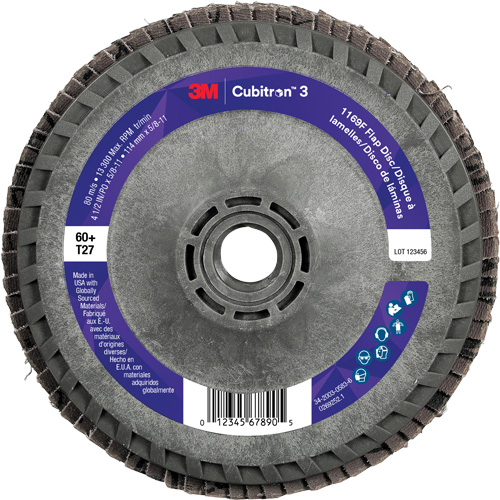Cubitron 3 Flat Flap Disc with Quick Change 1169F, 4-1/2" x 5/8"-11, Type T27, 60+ Grit, Ceramic Air Extreme Inc.
