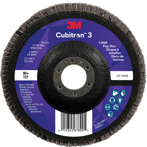 Cubitron 3 Flat Flap Disc 1169F, 5" x 7/8", Type T27, 80+ Grit, Ceramic Air Extreme Inc.
