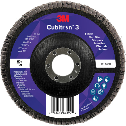 Cubitron 3 Conical  Flap Disc 1169F, 5" x 7/8", Type T29, 60+ Grit, Ceramic Air Extreme Inc.