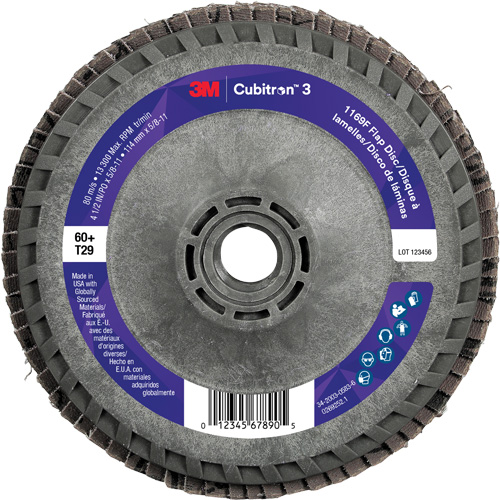 Disque &agrave; lamelles conique 1169F Cubitron 3 &agrave; changement rapide, 4-1/2" x 5/8"-11, Type T29, Grain 60+, C&eacute;ramique Air Extreme Inc.