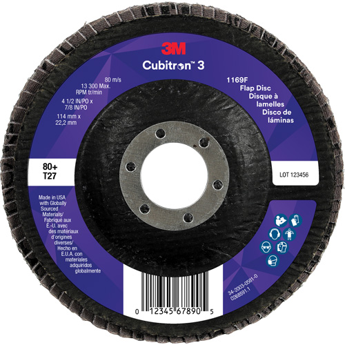 Cubitron 3 Flat Flap Disc 1169F, 4-1/2" x 7/8", Type T27, 80+ Grit, Ceramic Air Extreme Inc.