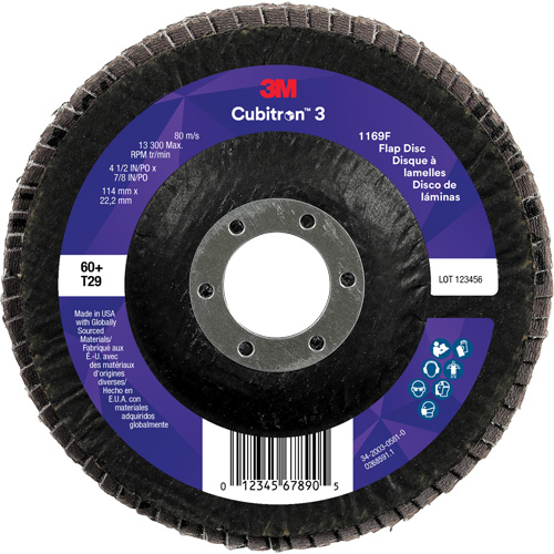 Cubitron 3 Conical  Flap Disc 1169F, 4-1/2" x 7/8", Type T29, 60+ Grit, Ceramic Air Extreme Inc.