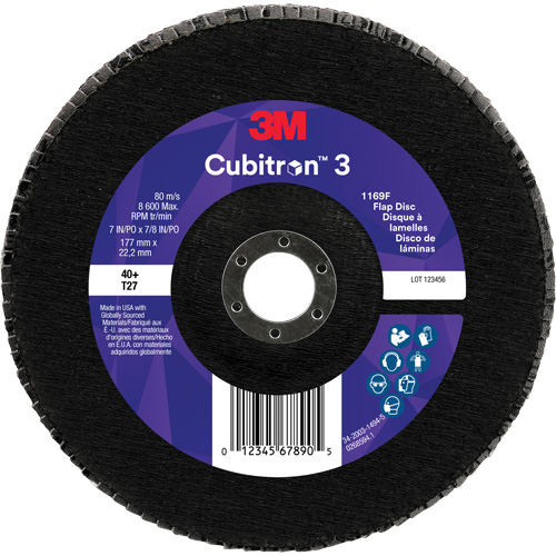 Cubitron 3 Flat Flap Disc 1169F, 7" x 7/8", Type T27, 40+ Grit, Ceramic Air Extreme Inc.