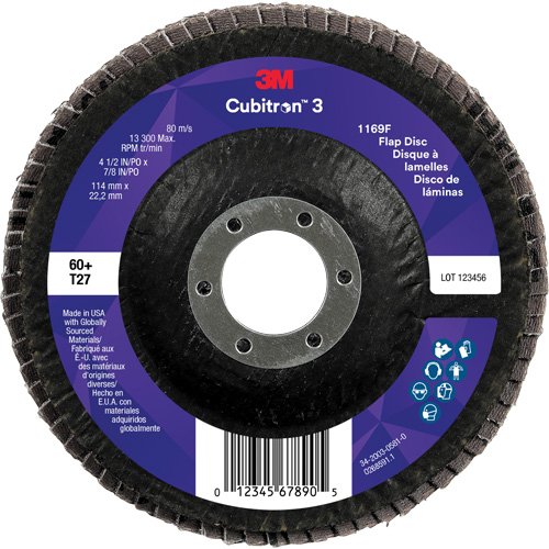 Cubitron 3 Flat Flap Disc 1169F, 4-1/2" x 7/8", Type T27, 60+ Grit, Ceramic Air Extreme Inc.