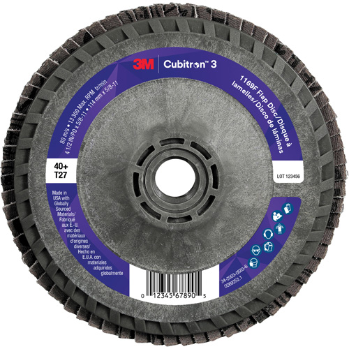 Disque &agrave; lamelles Cubitron 3 1169F, 4-1/2" x 5/8"-11, Type T27, Grain 40+, C&eacute;ramique Air Extreme Inc.