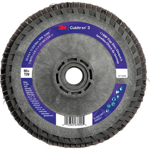 Disque &agrave; lamelles Cubitron 3 1169F, 5" x 5/8"-11, Type T29, Grain 80+, C&eacute;ramique Air Extreme Inc.