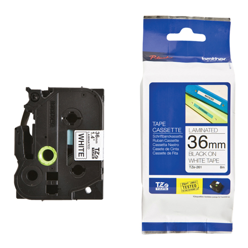 Tape Cartridge for P-touch&reg; Labeling System, 36 mm x 26-1/4', Black on White Air Extreme Inc.