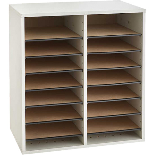 Adjustable Compartment Literature Organizer, Stationary, 16 Slots, Wood, 19-1/2" W x 11-3/4" D x 21" H Air Extreme Inc.