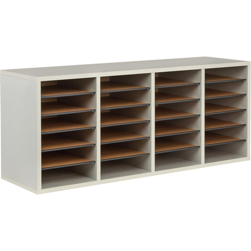 Adjustable Compartment Literature Organizer, Stationary, 24 Slots, Wood, 39-1/4" W x 11-3/4" D x 16-1/4" H Air Extreme Inc.