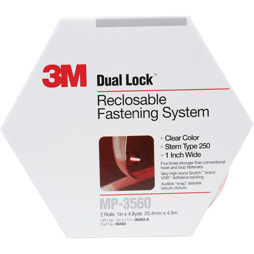 Attache refermable Dual Lock, Auto-appariement, 5 vg x 1", Adh&eacute;sif, Transparent Air Extreme Inc.
