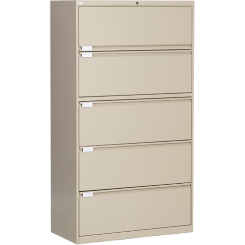Lateral Filing Cabinet, Steel, 5 Drawers, 36" W x 18" D x 65-1/2" H, Beige Air Extreme Inc.