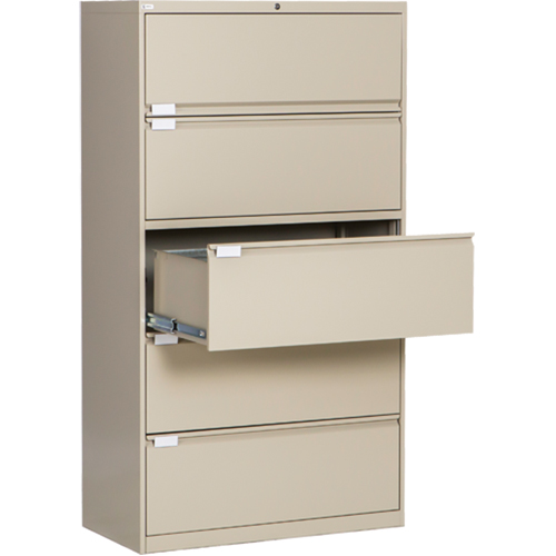 Lateral Filing Cabinet, Steel, 5 Drawers, 36" W x 18" D x 65-1/2" H, Beige Air Extreme Inc.