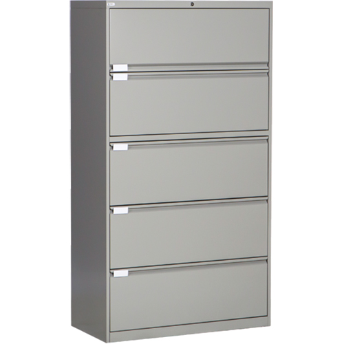 Lateral Filing Cabinet, Steel, 5 Drawers, 36" W x 18" D x 65-1/2" H, Grey Air Extreme Inc.