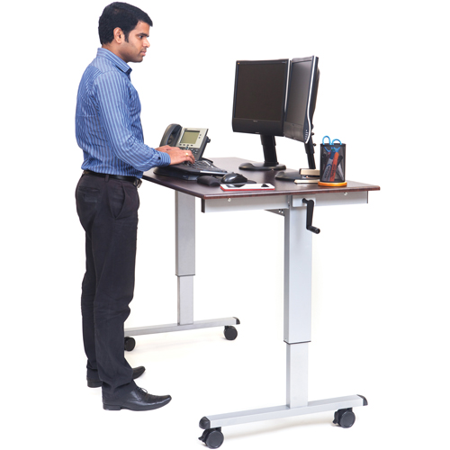 Adjustable Stand-Up Workstations, Stand-Alone Desk, 48-1/2" H x 59" W x 29-1/2" D, Walnut Air Extreme Inc.