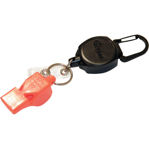 Self Retracting ID Badge and Key Reel with Whistle, Zinc Alloy Metal, 24" Cable, Carabiner Attachment Air Extreme Inc.