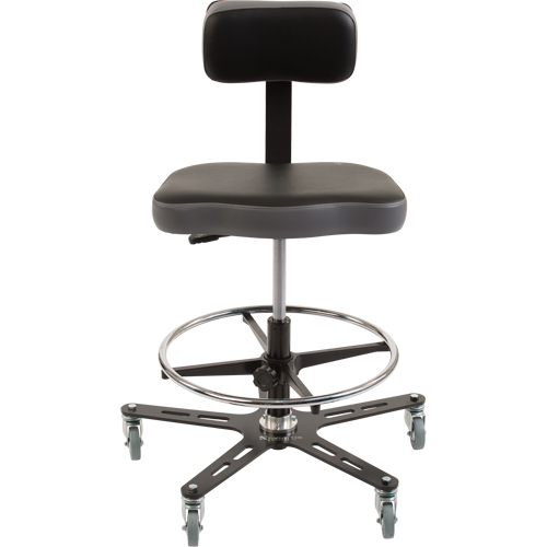 TF160 Industrial Grade Ergonomic Chair, Mobile, Adjustable, 20-1/2" - 28-1/2", Vinyl Seat, Black/Grey Air Extreme Inc.