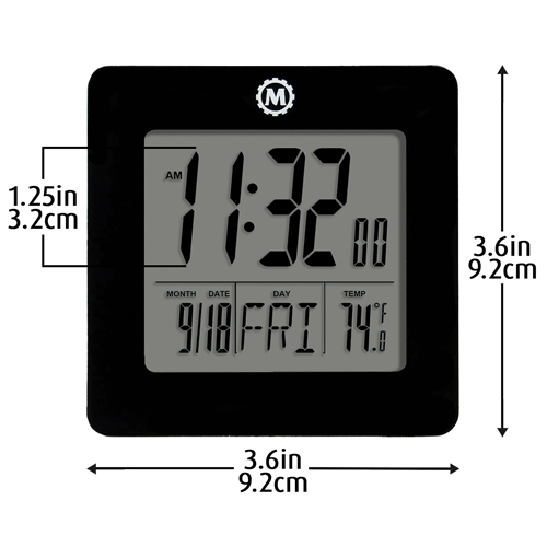 Horloge de bureau, Num&eacute;rique, &agrave; piles, 3,6" la x 1,5" p x 3,6" h, Noir Air Extreme Inc.