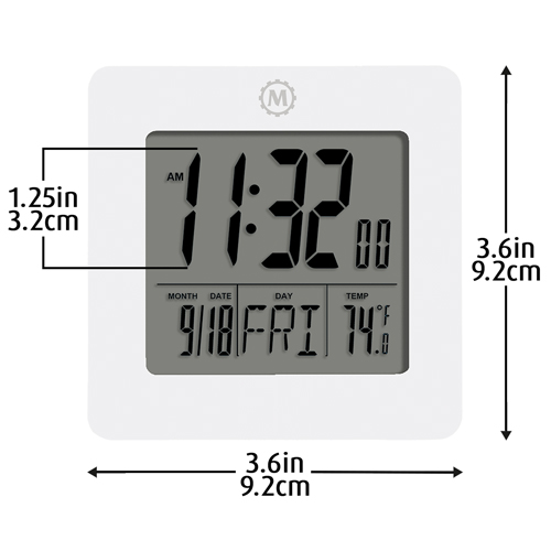 Horloge de bureau, Num&eacute;rique, &agrave; piles, 3,6" la x 1,5" p x 3,6" h, Blanc Air Extreme Inc.