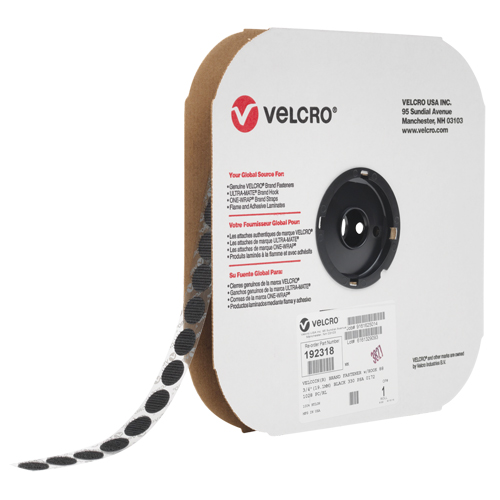 Attache Velcoin, Boucle, 3/4" dia., Adh&eacute;sif, Noir Air Extreme Inc.